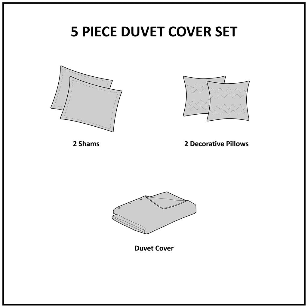 Livia 5 Piece Cotton Duvet Cover Set