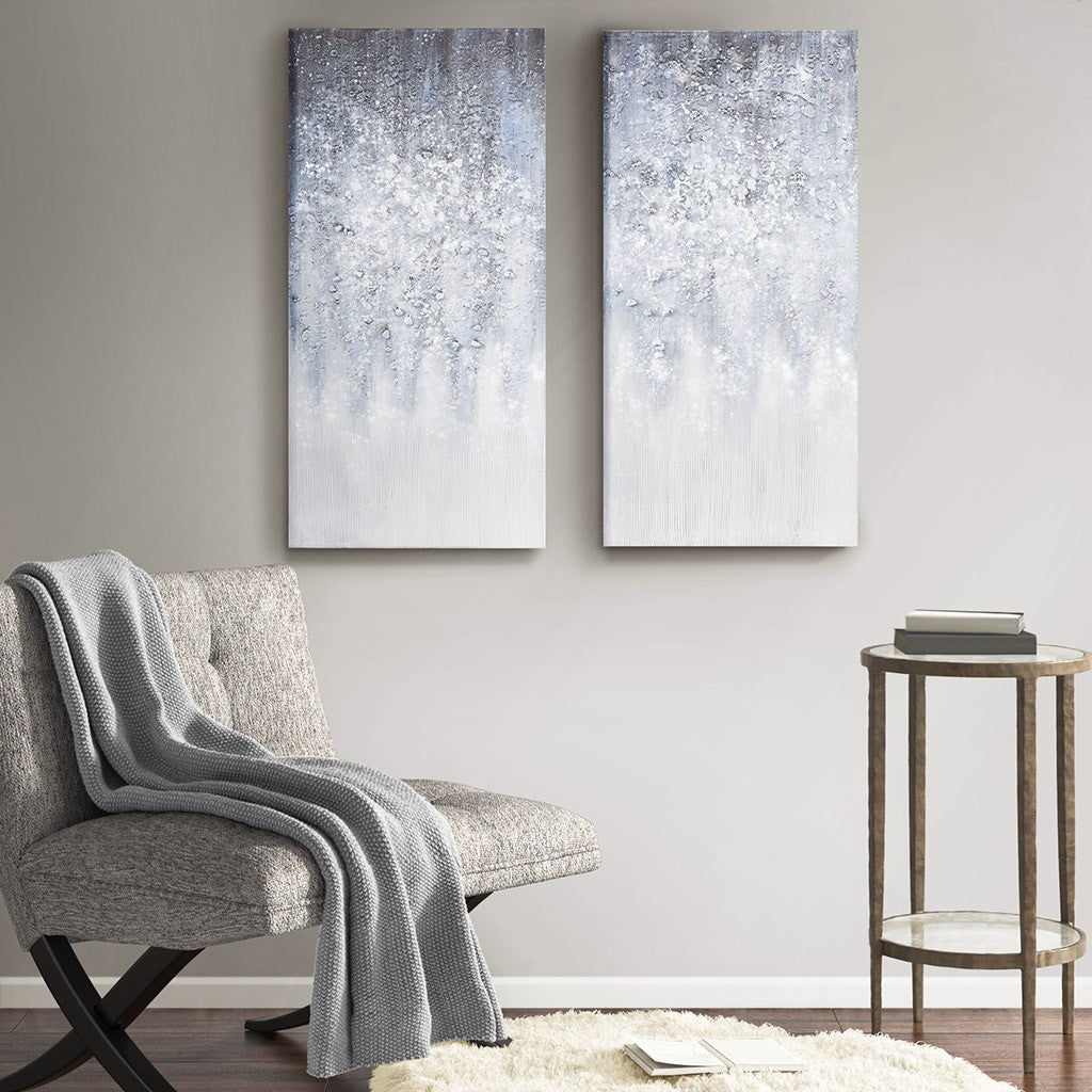 Winter Glaze Heavy Textured Canvas with Glitter Embellishment 2 Piece Set