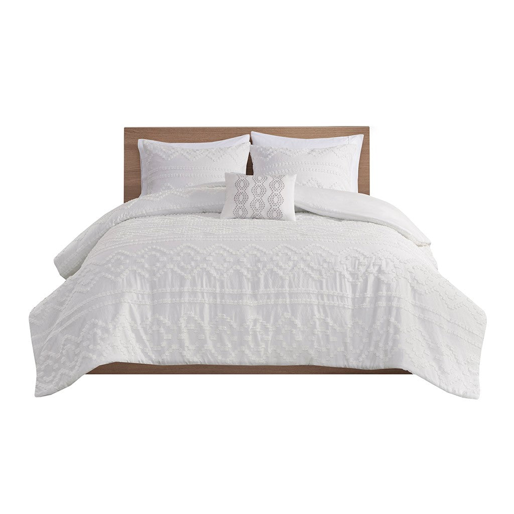 Annie Solid Clipped Jacquard Duvet Cover Set