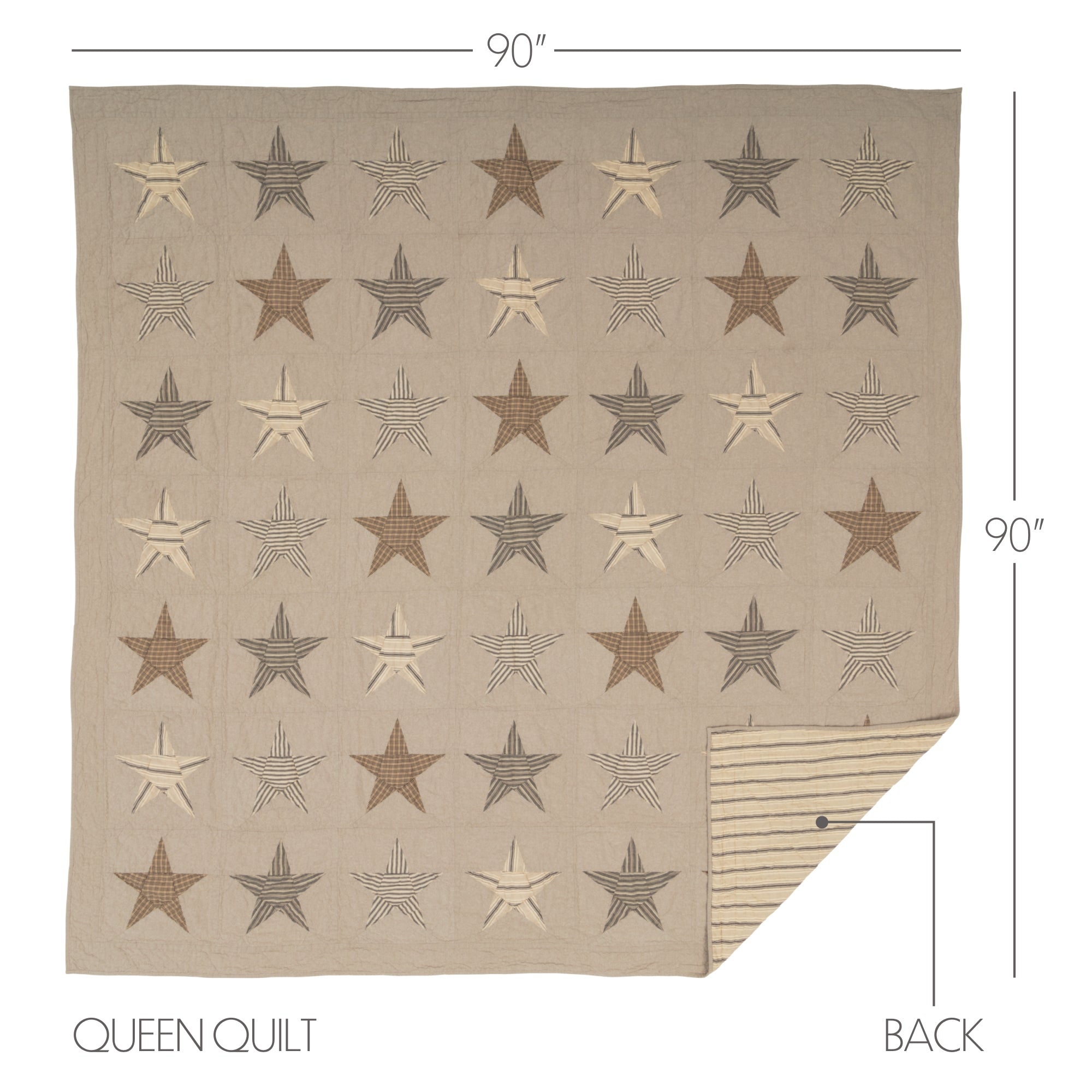 Sawyer Mill Star Charcoal Queen Quilt 90Wx90L