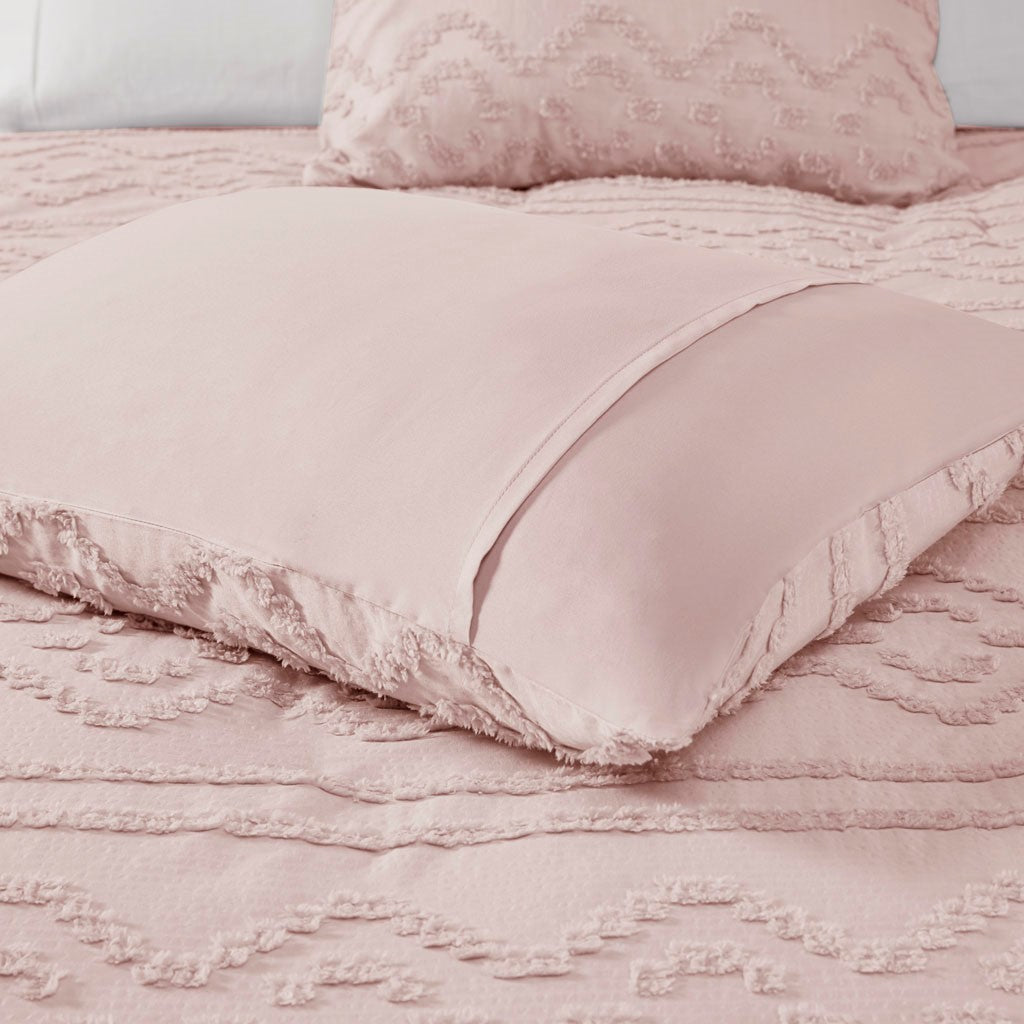 Annie Solid Clipped Jacquard Duvet Cover Set