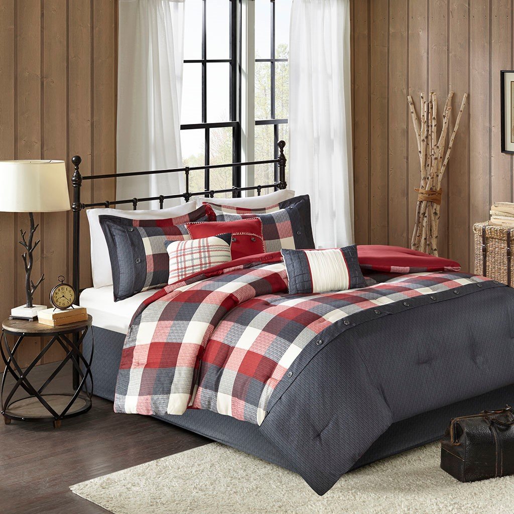 Ridge Red 7-Piece Comforter Set Comforter Sets By Olliix/JLA HOME (E & E Co., Ltd)