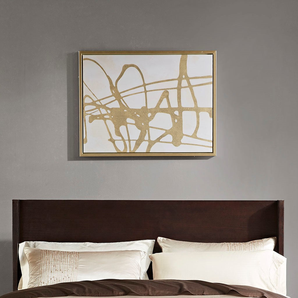 Study in Gold & White Framed Canvas with Gold Foil